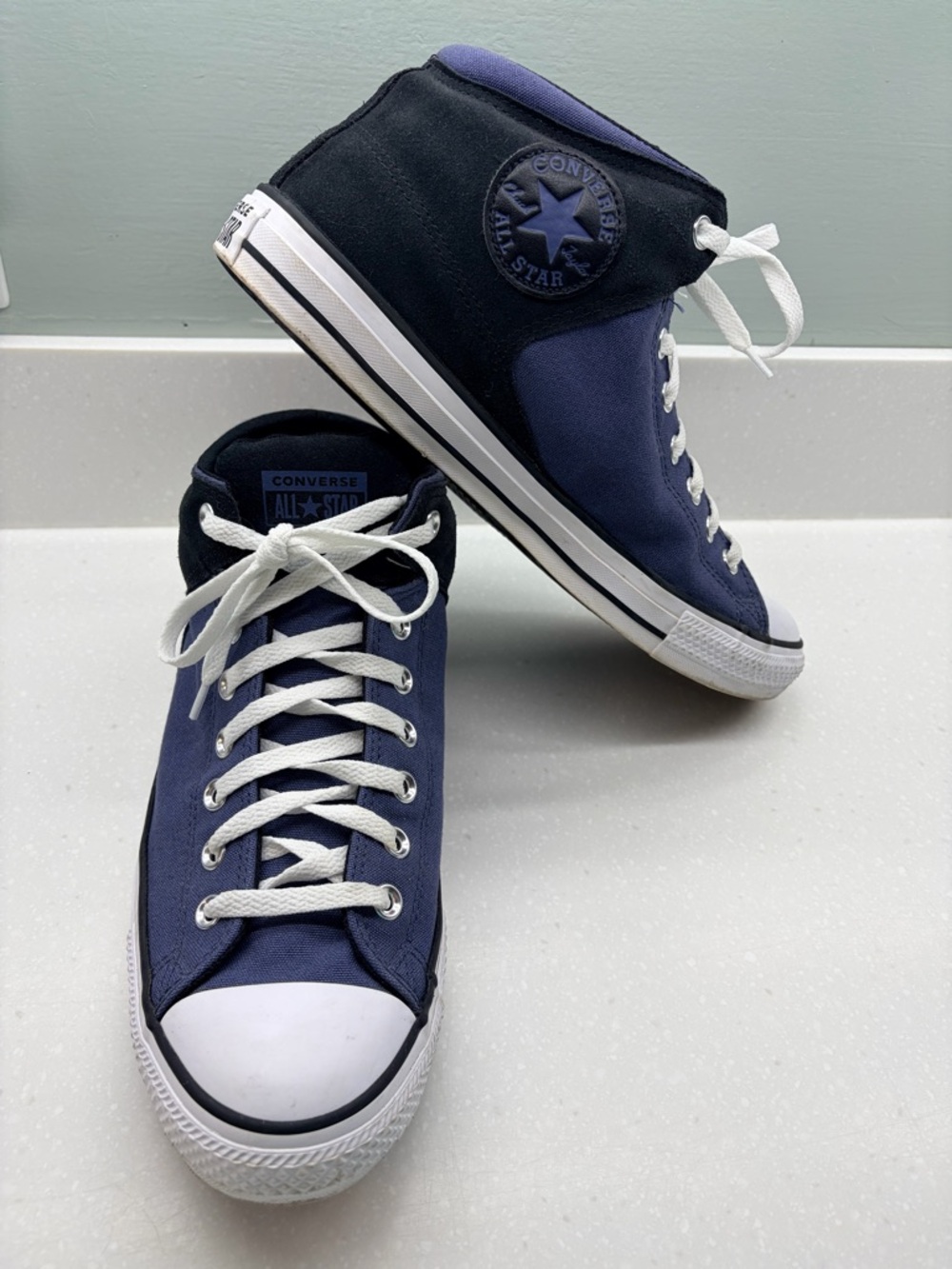 Converse Men’s Navy & Black High-Top Sneakers with White Accents